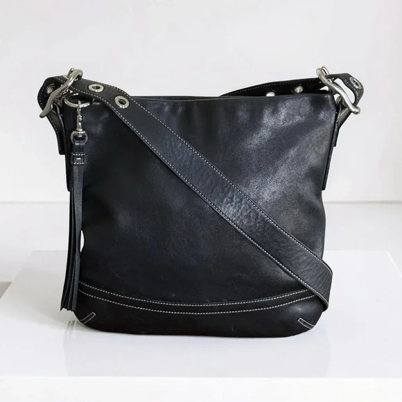 Authentic Coach Vintage Legacy SoHo Black Leather Crossbody Shoulder Bag - Picture 4 of 16